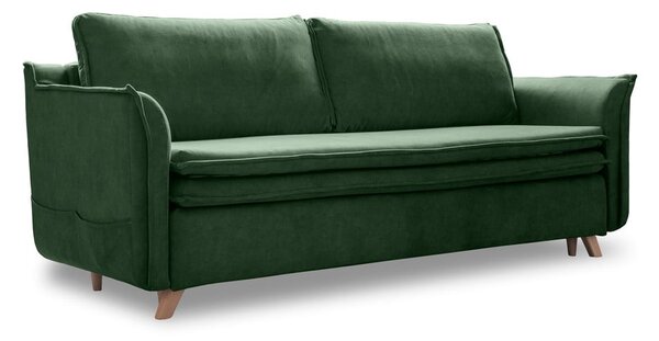 Zelená zamatová rozkladacia pohovka 225 cm Charming Charlie – Miuform