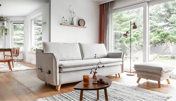 Krémovobiela rozkladacia pohovka 225 cm Charming Charlie – Miuform
