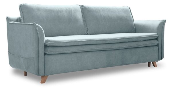 Svetlomodrá zamatová rozkladacia pohovka 225 cm Charming Charlie – Miuform