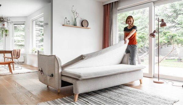 Krémovobiela rozkladacia pohovka 225 cm Charming Charlie – Miuform