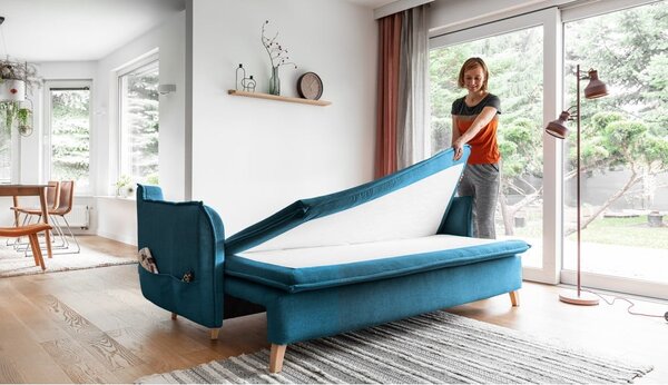 Tyrkysovomodrá rozkladacia pohovka 225 cm Charming Charlie – Miuform