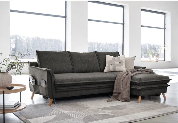 Tmavosivá rozkladacia rohová pohovka (pravý roh) Charming Charlie – Miuform