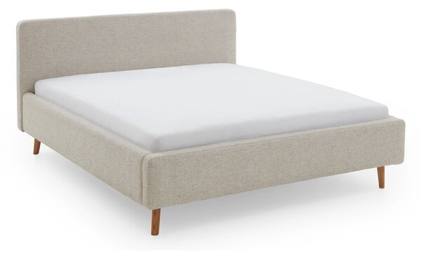 Béžová čalúnená dvojlôžková posteľ s úložným priestorom s roštom 160x200 cm Mattis – Meise Möbel