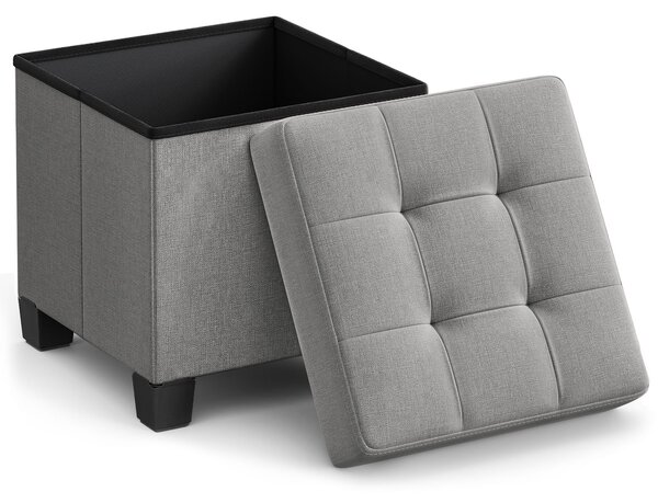 Dekorstudio Taburetka s úložným priestorom LSF014G02 z látky s imitáciou ľanu 38x38x40 cm - svetlosivá
