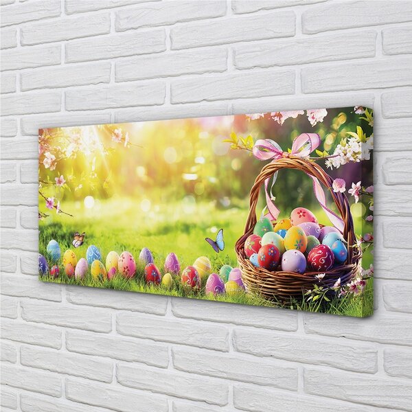 Obraz na plátne Basket vajcia kvetina lúka 100x50 cm