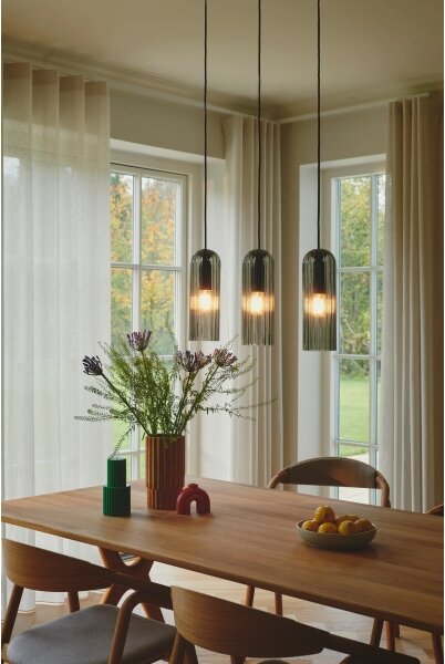 Nordlux - Luster na lanku MIELLA 3xE27/25W/230V čierny/dymový