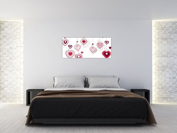 Obraz maľovaných srdiečok (120x50 cm)