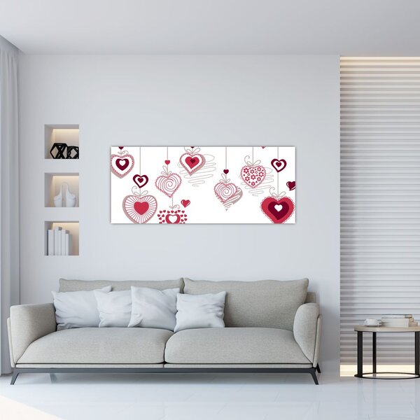 Obraz maľovaných srdiečok (120x50 cm)