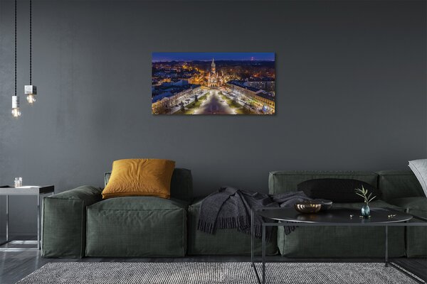 Obraz na plátne Nočná panoráma Krakow kostola 100x50 cm