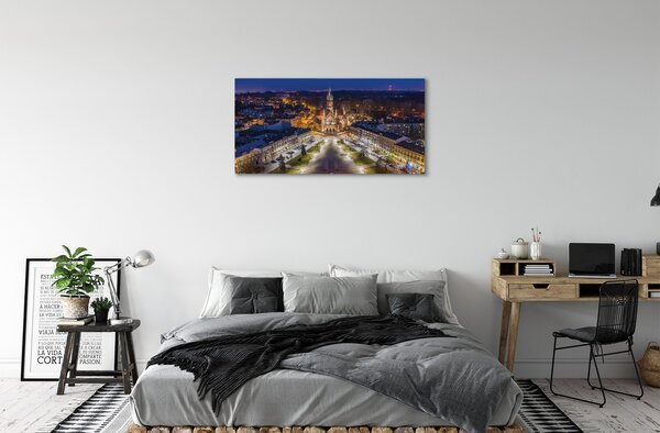 Obraz na plátne Nočná panoráma Krakow kostola 100x50 cm