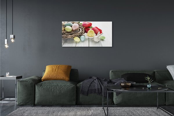 Obraz na plátne vajcia tulipány 100x50 cm