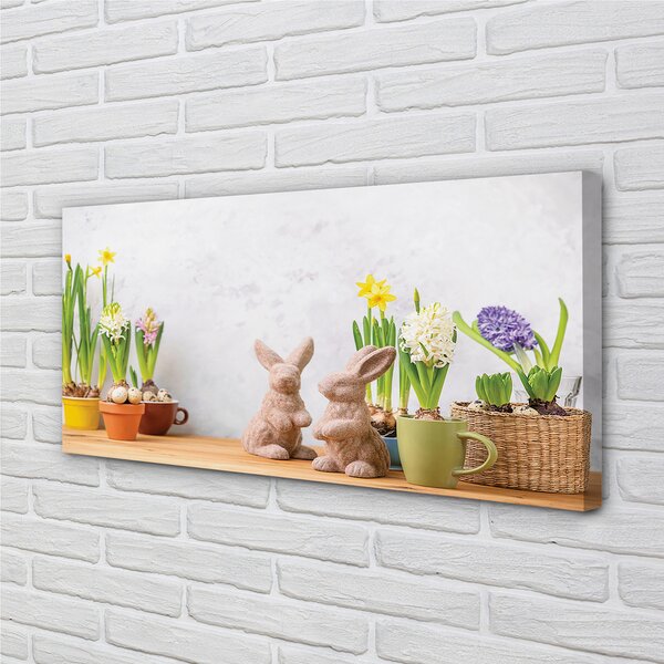 Obraz na plátne kvety králiky 100x50 cm