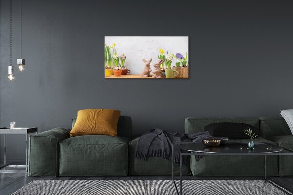 Obraz na plátne kvety králiky 100x50 cm