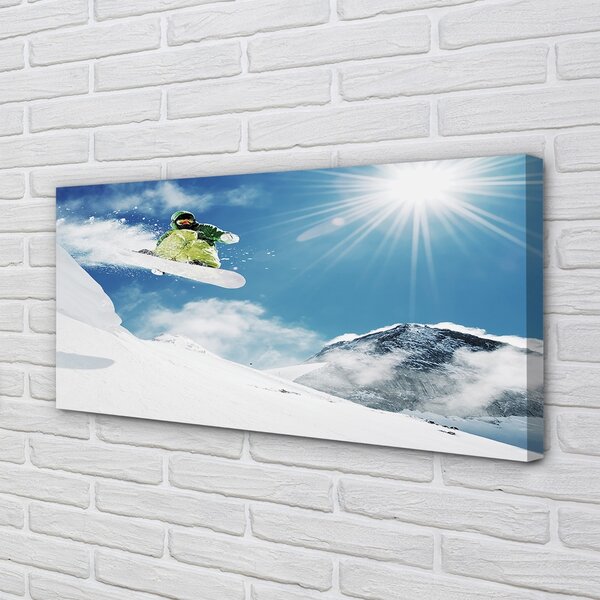 Obraz canvas Man mountain snow board 100x50 cm
