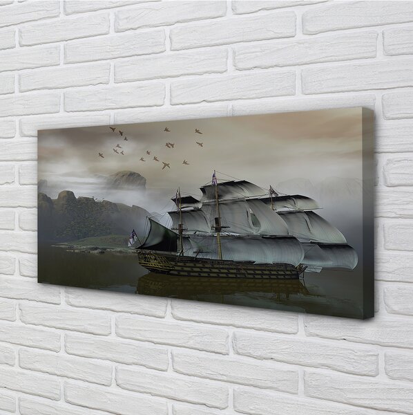 Obraz canvas morské loď hory 100x50 cm