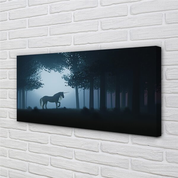Obraz na plátne Las noc jednorožec 100x50 cm