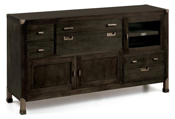 Estila Industriálny luxusný príborník z masívu M-Industrial čierny 150cm