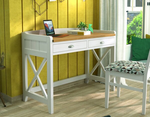Estila Elegantný moderný kancelársky stolík Verona z masívu s dvomi zásuvkami 110cm