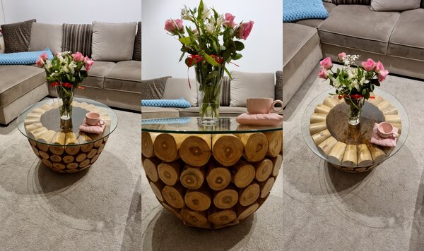 Estila Dizajnový okrúhly konferenčný stolík Pure Nature 70cm