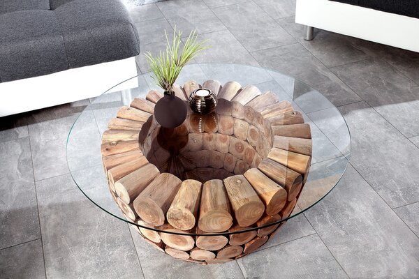 Estila Dizajnový okrúhly konferenčný stolík Pure Nature 70cm