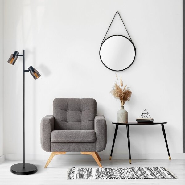 Stojacia lampa REBECCA 2xE14/8W/230V čierna/dymová