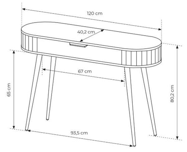 Toaletný stolík Luvio 120 cm so zásuvkou - dub cremona