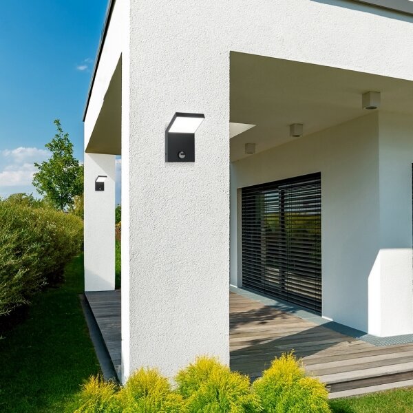 Brilagi - LED vonkajšie nástenné svietidlo so senzorom RIANO LED/8W/230V antracit