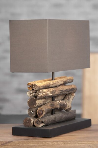 Estila Dizajnová stolná lampa z naplaveného dreva