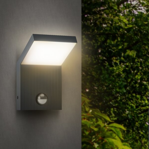 Brilagi - LED vonkajšie nástenné svietidlo so senzorom RIANO LED/8W/230V antracit