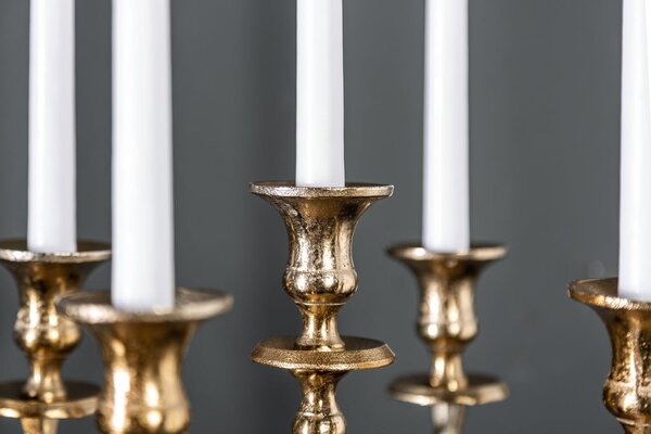 Estila Zámocký kovový zlatý svietnik Gold Barock s piatimi držiakmi na sviečky 40 cm
