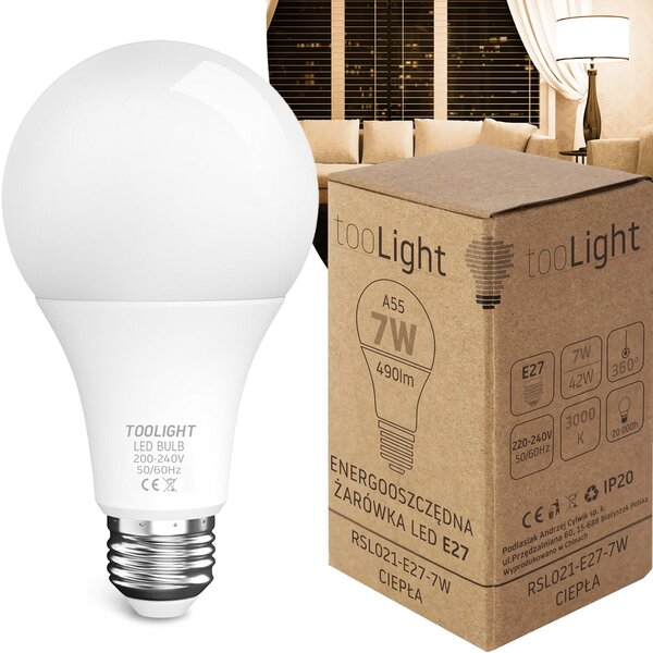 Toolight LED žiarovka studená LED RSL021 E27 7W Warm