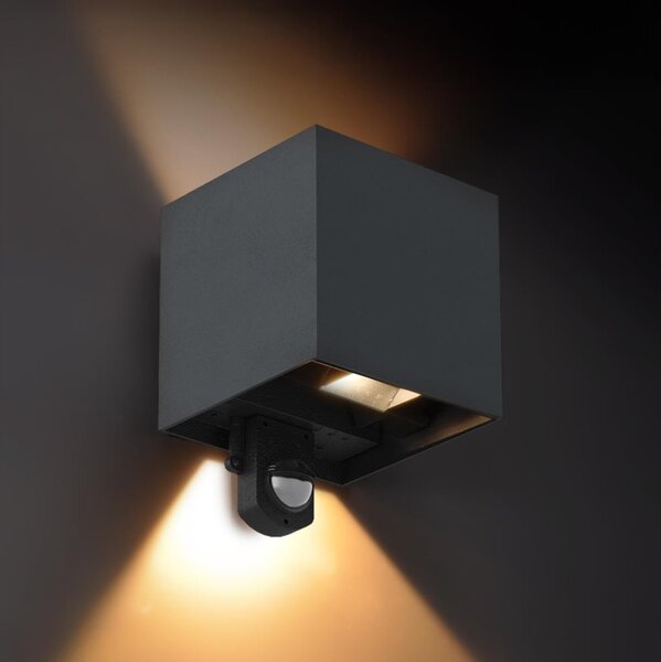 Brilagi - LED vonkajšie nástenné svietidlo s čidlom CUBE LED/6W/230V antracit