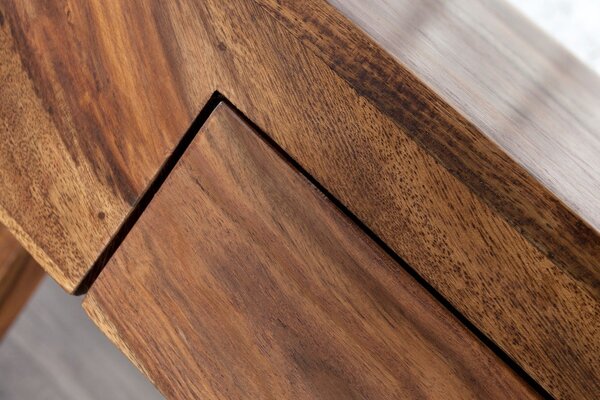Estila Štýlový koloniálny obdĺžnikový hnedý masívny konzolový stolík Makassar so zásuvkou 100 cm