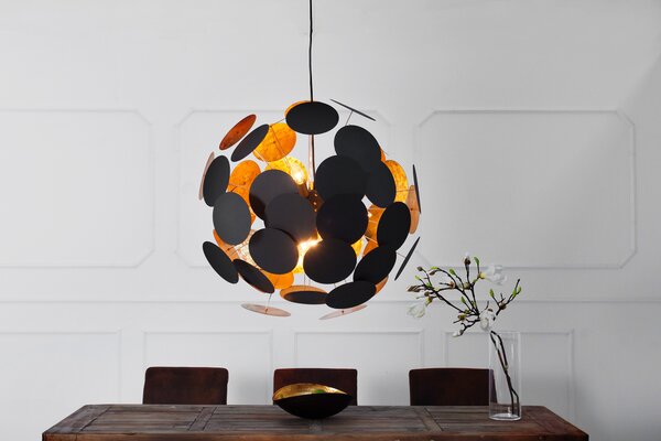 Estila Dizajnová elegantná závesná lampa Infinity čierno-zlatá