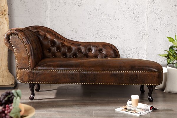 Estila Luxusná leňoška Chesterfield Brown Antik Look