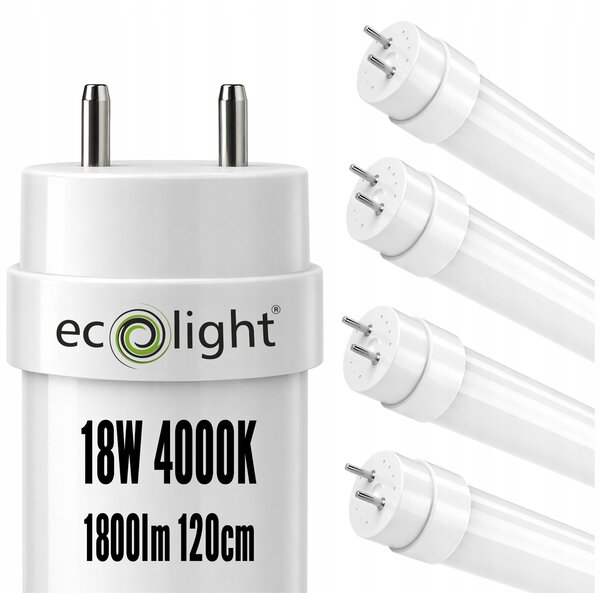 BERGE 4x LED trubicové svetlo 18W T8 120cm 1800lm 4000K neutrálna biela
