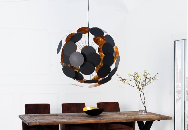 Estila Dizajnová elegantná závesná lampa Infinity čierno-zlatá