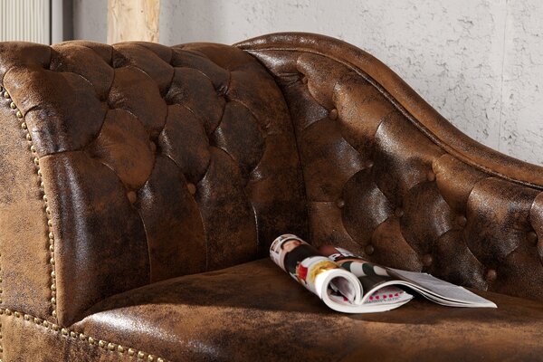 Estila Luxusná leňoška Chesterfield Brown Antik Look