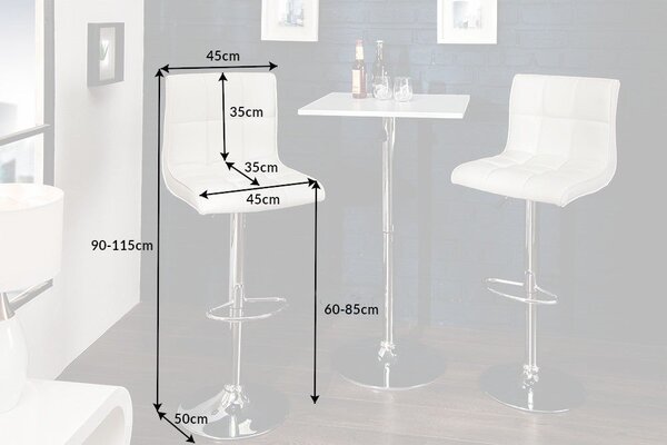 Estila Barová stolička Modena 90-115 cm biela