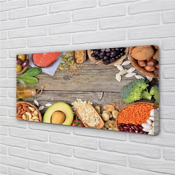 Obraz canvas Fazuľa brokolica avokádo orechy 100x50 cm