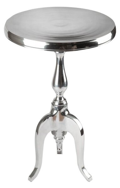 Estila Štýlový barokový glamour okrúhly strieborný príručný stolík Modern Barock z chrómu s tromi kabriolovými nožičkami 55 cm