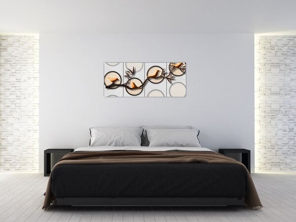 Umelecký obraz - Vtáčiky na vetve (120x50 cm)