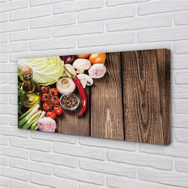 Obraz canvas Olivový korenie cibuľa cesnak 100x50 cm