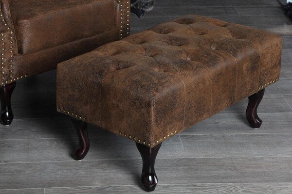 Estila Luxusná taburetka Chesterfield Antik Look