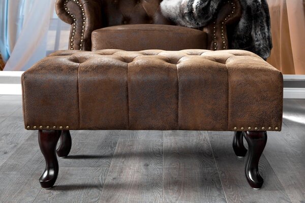 Estila Luxusná taburetka Chesterfield Antik Look