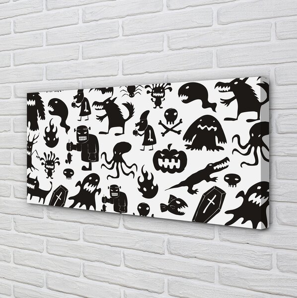 Obraz canvas White pozadí čiernymi tvory 100x50 cm