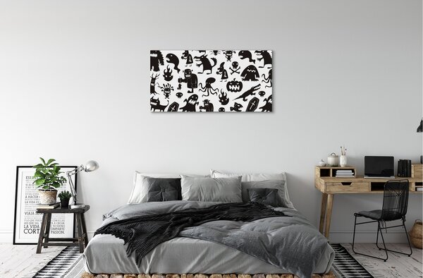 Obraz canvas White pozadí čiernymi tvory 100x50 cm