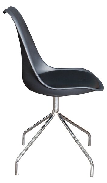 Estila Štýlová moderná jedálenská stolička Spider v čiernej farbe s kovovými striebornými nožičkami 85 cm
