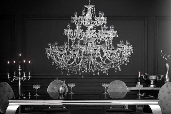 Estila Luxusný zámocký okrúhly závesný luster Karat s tridsiatimi ramenami a priehľadnými krištáľmi 120 cm