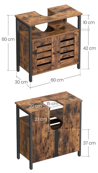 SKRINKA POD UMÝVADLO, hnedá, čierna, hnedá, čierna, 60/60/30 cm MID.YOU - Kúpeľňové skrinky, Online Only
